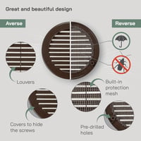 Vent Systems 100 mm Barna Kerek Szellőzőrács Rovarhálóval - Fali és Mennyezeti Szellőzőnyílás Fürdőszobába, Konyhába, Irodába, Garázsba 3