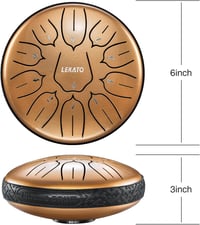 LEKATO 6" Acél Tongue Drum – 11 Hang, D Hangnem, Arany Gyöngyház, Tárolótáskával, Relaxációhoz és Hangterápiához 7