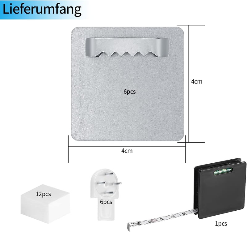 Newoutset 6 db Erős Öntapadós Képakasztó - Fúrás Nélküli Tükör Akasztó 4 kg Teherbírással, Sima Felületekre, Alumínium, Üveg, Képkeret Rögzí
