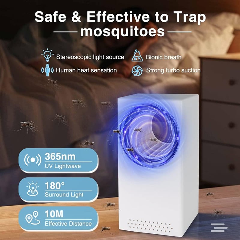 Tiptop Home Elektromos Rovarcsapda UV Fénnyel - USB Szúnyogirtó Lámpa, Hordozható Rovarölő Ventilátor Beltéri és Kültéri Használatra