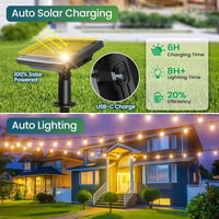 GlobaLink Kültéri Napelemes Fényfüzér 17m - 15+1 LED Izzó, USB/Napelemes Töltés, 4 Üzemmód, Távirányítóval, Dimmelhető, Kerti, Erkély, Parti 9
