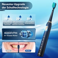 Dada-Tech Ultrahangos Elektromos Fogkefe 5 Üzemmóddal, Időzítővel, 9 Fejjel - Fekete 2