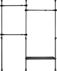 QWORK Teleszkópos Ruhaállvány - Állítható Acél Ruhaszárító, 50 kg Teherbírás, Hálószobába, Öltözőbe, Fekete, 230x315 cm 2