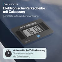 Parkwächter V2 Elektronikus Parkolótárcsa Autóhoz - Automatikus Digitális Parkolóóra Jóváhagyással - Elemmel Működő Fekete Parkolási Asszisz 2