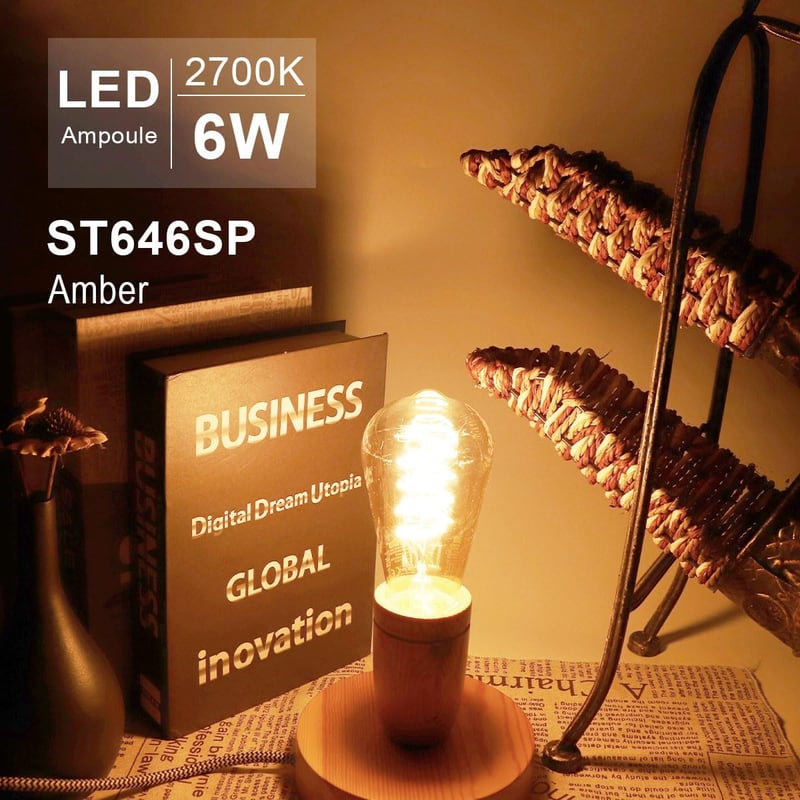 EXTRASTAR E27 LED Izzó Szett - Vintage Edison Filament Izzók, Meleg Fehér 2700K, 490lm, 6W (41W), Retro Dekoratív Lámpa, 3db