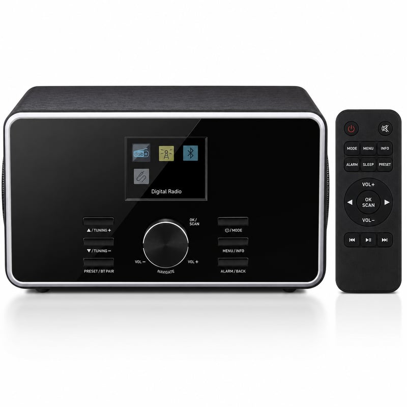 Radio digital Grundig DTR 4500 DAB+ FM Bluetooth, ecran TFT — defect, pentru piese: difuzor nefuncțional (stare: vezi poza a 2-a)