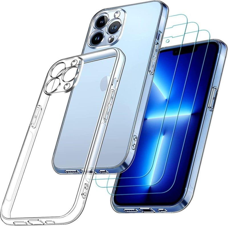 iPhone 13 Pro Átlátszó Tok Szett 3db Edzett Üveggel