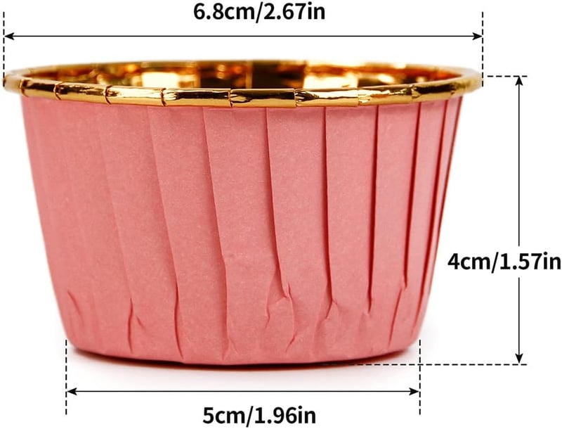 Spesh 50 db Rózsaszín-Arany Papír Sütőforma Muffin Kosárkák - Eldobható Süteményes Kapszlik Muffinhoz, Brownie-hoz és Cupcake-hez