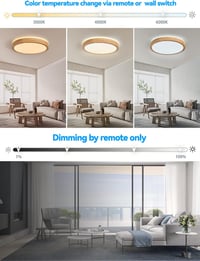 Baerolc Fa LED Mennyezeti Lámpa 40cm - Távirányítós, Fényerőszabályozható, 32W, 3000K-6000K, Kerek Világítás Hálószobába, Irodába, Konyhába 2