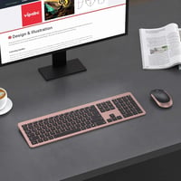Seenda Újratölthető Vezeték Nélküli Billentyűzet és Egér Szett - Teljes Méretű, Ultravékony, Csendes, Ergonomikus, Szilikon Porvédelemmel PC 7