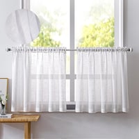 NSXIN Fehér Félátlátszó Vitrázs Függöny Szett Konyhába, Nappaliba - 60x90 cm, 2 db 1