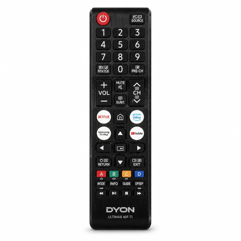 Telecomandă DYON ULTIMAX 40F-TI – pentru televizor Smart Full HD de 40 inchi, telecomandă originală din fabrică cu butoane dedicate Netflix, YouTube și Prime Video