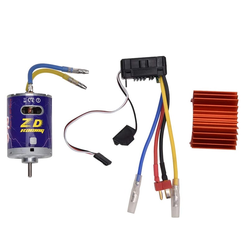 Keenso 540 Brushed Motor Hűtőbordával és 45A ESC Készlet - 1/10 RC Távirányítós Autó Motor Szett Crawler Terepjáróhoz - Narancssárga