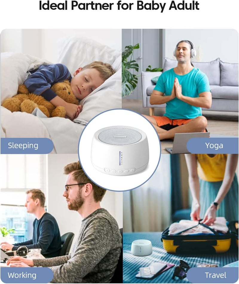 Kuulaa Fehér Zajgenerátor - 30 Hangú USB Alvássegítő Időzítővel, Hordozható