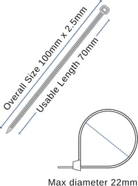 Buydefinition 100 db zöld kábelkötegelő 100mm x 2.5mm - UV-álló nylon kábelrendező kültéri-beltéri használatra, otthonba, irodába, kertbe, g 2
