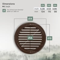 Vent Systems 100 mm Barna Kerek Szellőzőrács Rovarhálóval - Fali és Mennyezeti Szellőzőnyílás Fürdőszobába, Konyhába, Irodába, Garázsba 2