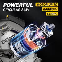 ENVENTOR 1400W Körfűrész Lézervezetővel, 6000 RPM, 62mm Vágásmélység, 185mm Fűrészlap, Rézmotoros Kézi Körfűrész Fa, PVC, Műanyag Vágásához 3