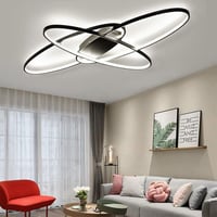 minifair Ovális LED Mennyezeti Lámpa - Fekete Távirányítós Dimmelhető Csillár 48W 4300lm Nappali, Hálószoba, Étkező és Konyha Világításhoz 2