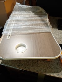 WEIQILE Podnos na notebook na posteľ, sivý, skladací raňajkový stolík do postele a na pohovku, na tablet — malá prasklina na okraji (stav: pozri 2. obrázok) 3