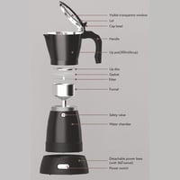 BuyWeek elektromos eszpresszó főző, 300ml, 6 csészés, fekete 8