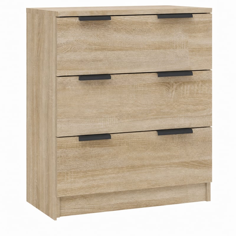 vidaXL Tálalóasztal Sonoma Tölgy 60x30x70 cm Forgácslap 3 Fiókos Oldalsó Szekrény — láthatóan használt darab (állapot: lásd a 2. képet)