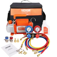 VEVOR 100L/min Vákuumszivattyú A2L Robbanásbiztos 150W 220V/50Hz Klímaszerelő Készlet Nyomásmérővel Légkondicionáló és Autóhűtő Rendszerekhe 1