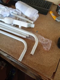 Barieră de pat Asalvo 2 în 1, 150x125 cm, albă, protecție laterală de siguranță pentru copii mici, din plasă — elemente pătate (stare: vezi a 2-a imagine) 2