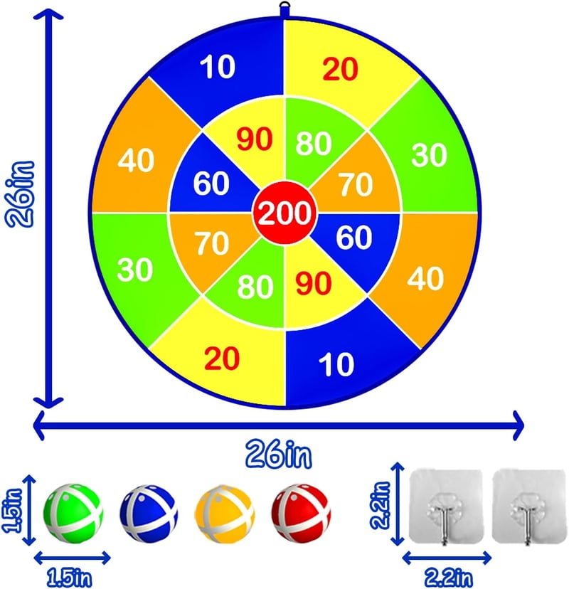 Lbsel Gyerek Darts Tábla - Beltéri/Kültéri Parti Játék, 65cm, 3+ Éveseknek