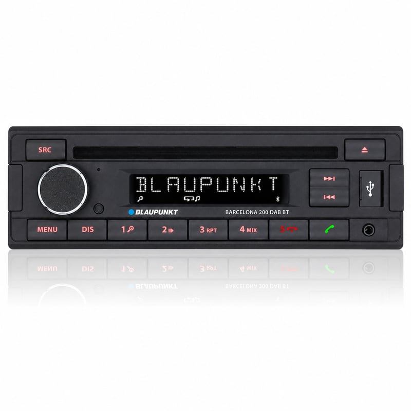 Autoradio Blaupunkt Barcelona 200 DAB BT 1-DIN, DAB+, Bluetooth, CD, hands-free, USB, intrare Aux — fără cablu de alimentare (stare: vezi a 2-a imagine)