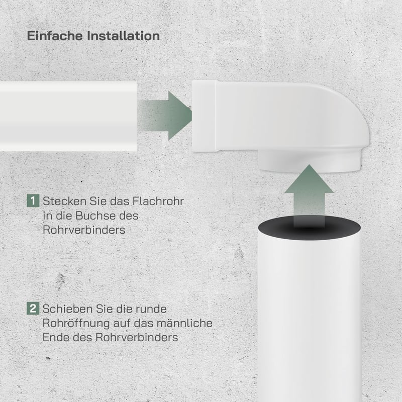 Vent Systems 90 fokos szögletes-kör alakú légcsatorna átalakító, 220x90 mm téglalap alakú csőről Ø150 mm kerek csőre, szellőztető rendszerek