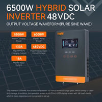 PowMr 6.5 kW Hibrid Inverter 48V-230V 130A MPPT Napelemes Töltésvezérlővel, 450V Max PV Bemenettel, Savas és Lítium Akkumulátorokhoz 2