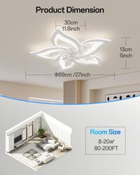 YUNLONG Mennyezeti Ventilátor Lámpával, Távirányítóval, Csendes DC Motor, 6 Fokozat, Dimmelhető 6