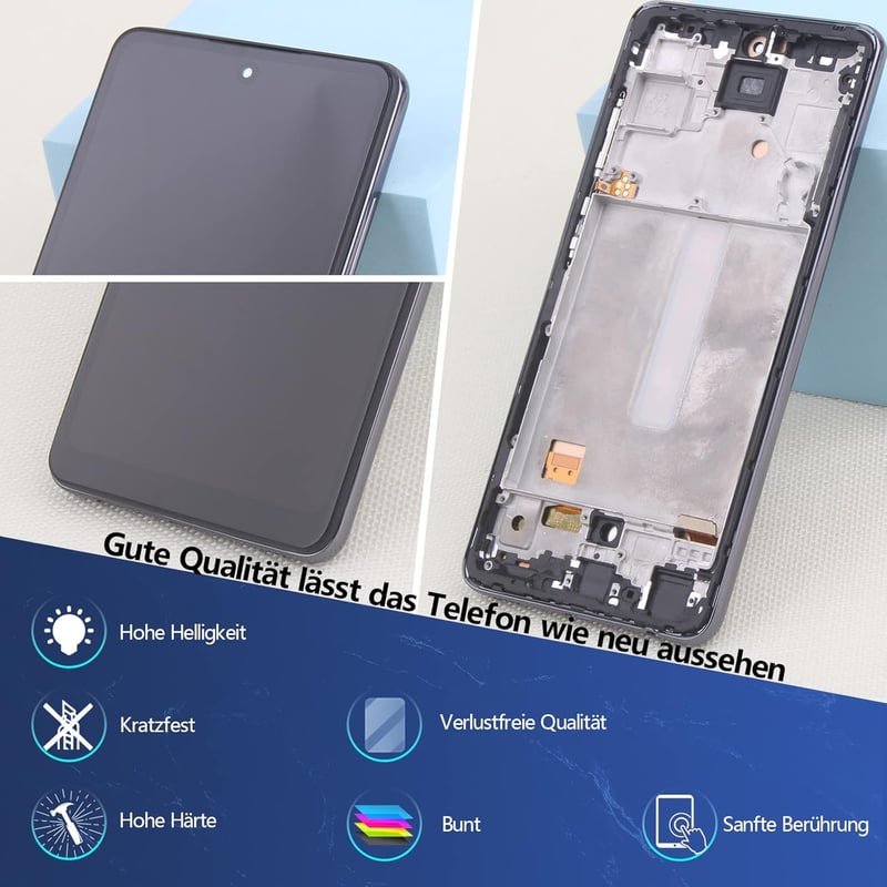 RongZy Samsung Galaxy A52s 5G LCD Kijelző és Érintőképernyő Csere Készlet Kerettel - Fekete Színben, Szerszámokkal, A528B 2021 Modellhez