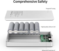 Melasta 12V 5200mAh 60W Lítium-ion Powerbank Külső Akkumulátor - 12V/9V DC és 5V USB Kimenettel LED Szalaghoz, CCTV Kamerához - Fehér 5