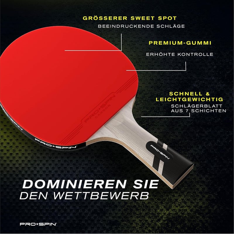 Profi Szénszálas Pingpongütő PRO-Spin 7 Rétegű Támadó Gumival