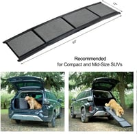 BestVida Összecsukható Kutya Rámpa (160x44cm) - Autóba, SUV-ba, Terepjáróba - Csúszásgátló Szőnyegfelülettel, Könnyű Alumínium Szerkezet, Ex 8