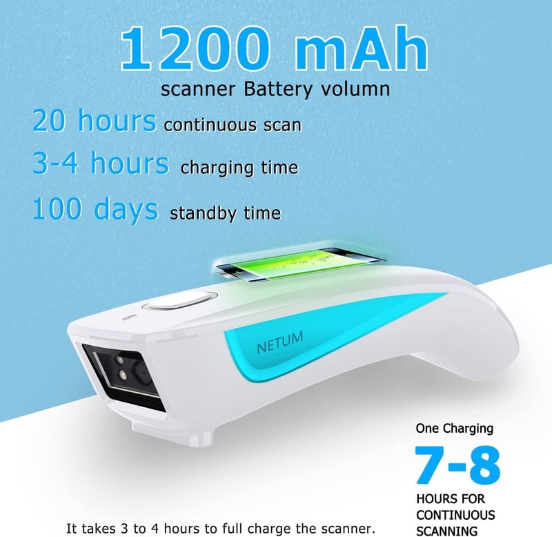 NETUM C850 3in1 Bluetooth QR és vonalkódolvasó, fehér - Gyors és pontos POS szkenner