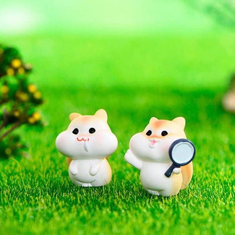 KyeeaDIY Tündérkert Mini Nyúl és Mókus Figurák - Rezin Kerti Díszek