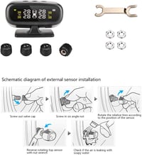 Jansite TPMS autó gumiabroncs nyomásmérő szolár panel USB 4 szenzor 7