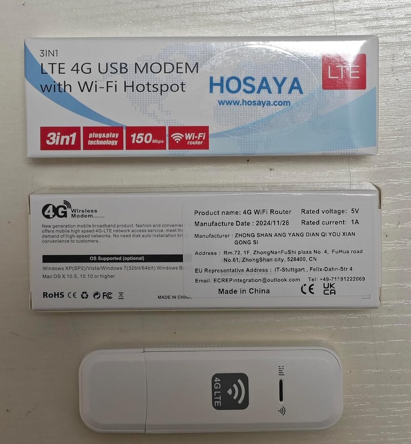HOSAYA 4G USB WiFi Router SIM Kártya Foglalattal - Hordozható Hotspot Modem, Nagy Sebességű Mobil Internet, Utazáshoz Ideális Mini Modem
