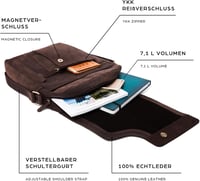 LEABAGS valódi bőr válltáska 13"-os laptophoz, sötétbarna 3