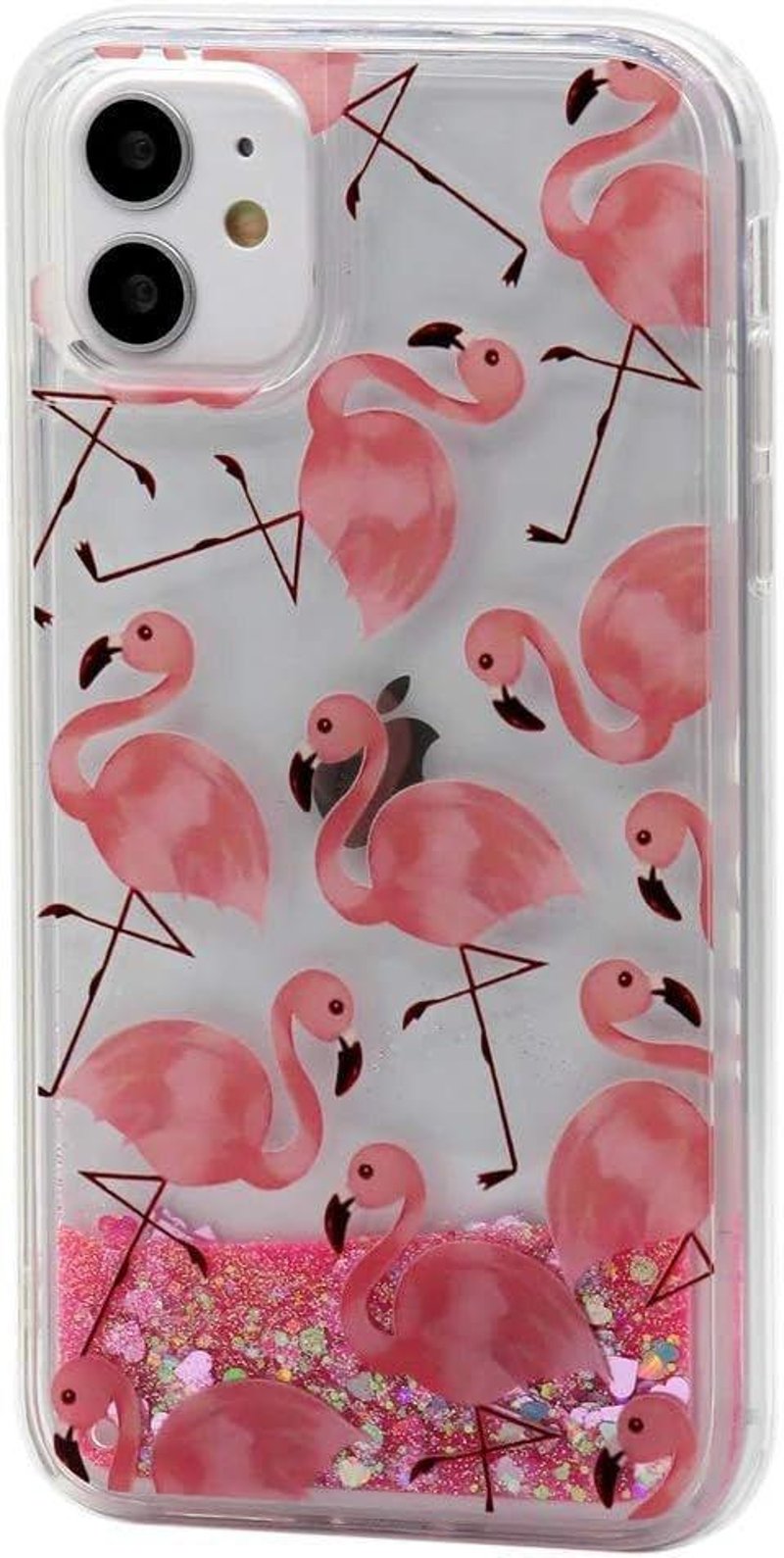 Apple iPhone 11 Rózsaszín Flamingós Csillogó Folyadékos Tok