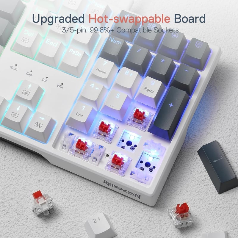 Redragon K668 RGB Mechanikus Gamer Billentyűzet 104 Gomb Piros Switch
