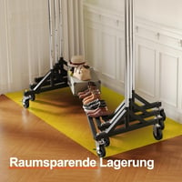 HOKEEPER Ipari Ruhaállvány Z-Állvánnyal - 180 kg Teherbírású Gurulós Ruhasín, Állítható Magasságú Mobil Fogas, Fekete-Króm 4