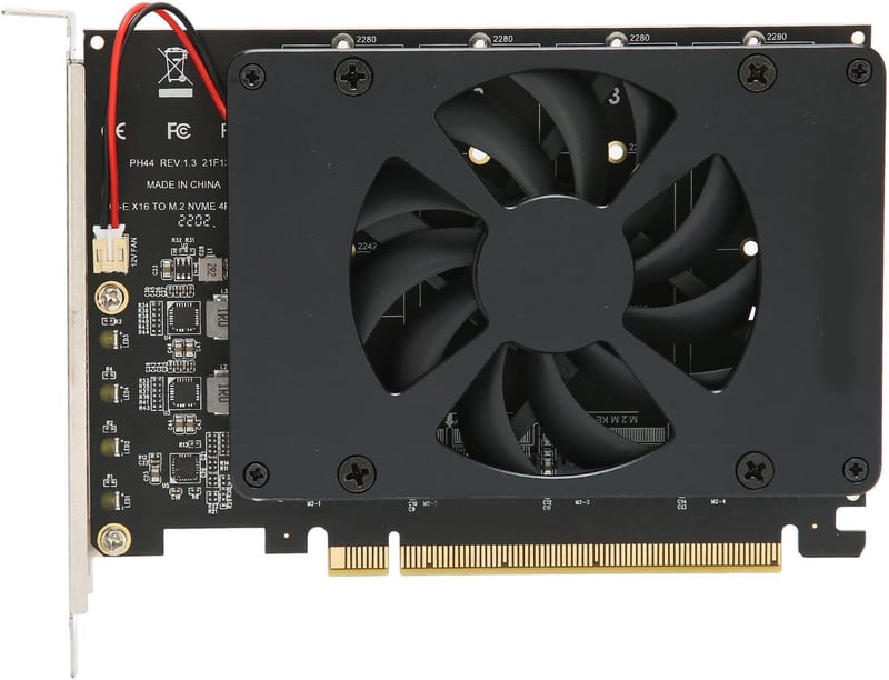 Annadue 4 portos M.2 NVMe SSD PCIe 4.0 adapter ventilátorral, RAID támogatással
