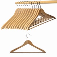 Umerașe din lemn de fag Hagspiel, gestionare sustenabilă a pădurilor EUDR, lac natural, cârlig metalic rotativ argintiu, cu bară, fabricat în Austria, set de 30 buc. 1
