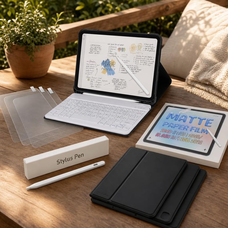 Štartovací balíček pre iPad: stylus + 3x matná fólia + puzdro s klávesnicou