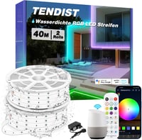 TENDIST 40m RGB LED Szalag Kültéri IP67 Vízálló, Alexa Kompatibilis, 24V LED Világítás Erkélyre, Teraszra, Ünnepekre, Távirányítóval (2x20m) 1