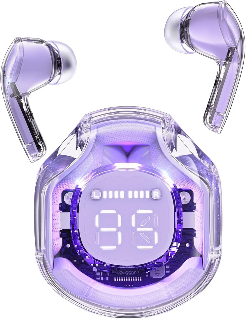 ACEFAST T8 Lila Bluetooth Fülhallgató - 4 Mikrofon, 30 Órás Akku, LED Kijelző