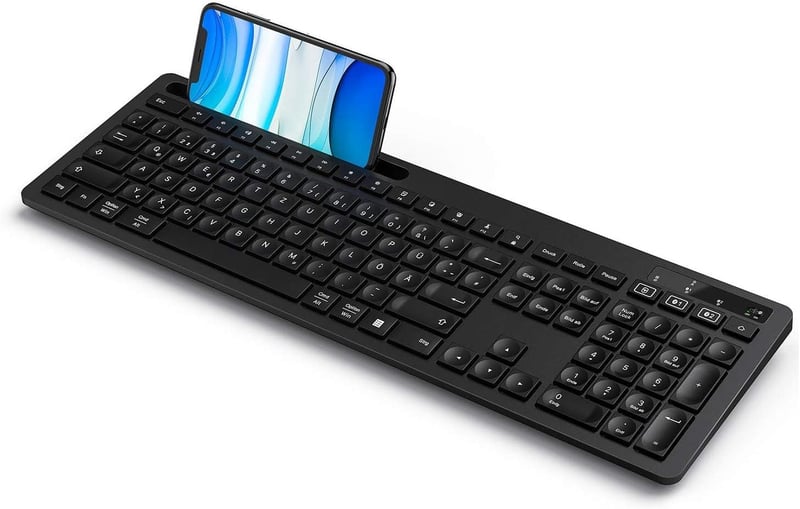 Seenda Bluetooth német billentyűzet mobiltatóval, dupla vezeték nélküli kapcsolattal